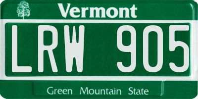 VT license plate LRW905