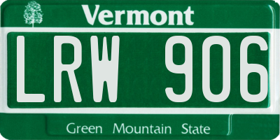 VT license plate LRW906