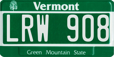 VT license plate LRW908