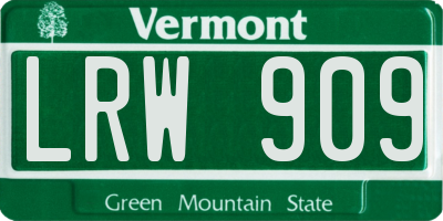 VT license plate LRW909