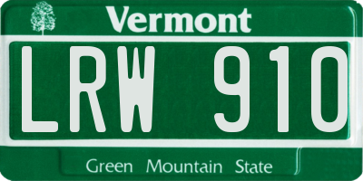 VT license plate LRW910