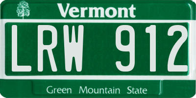 VT license plate LRW912