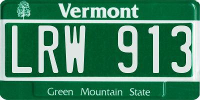 VT license plate LRW913