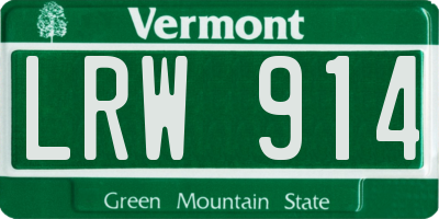 VT license plate LRW914