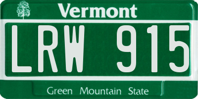 VT license plate LRW915