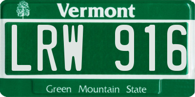 VT license plate LRW916