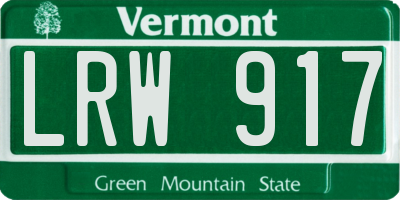 VT license plate LRW917