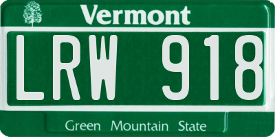 VT license plate LRW918