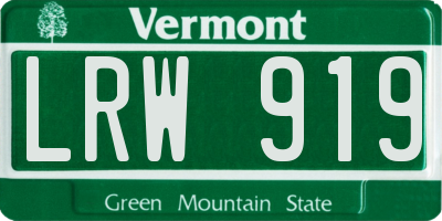 VT license plate LRW919