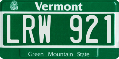 VT license plate LRW921