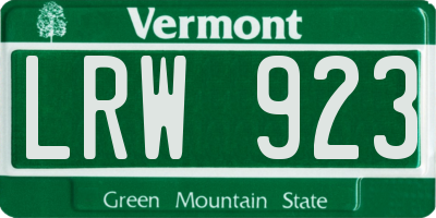 VT license plate LRW923