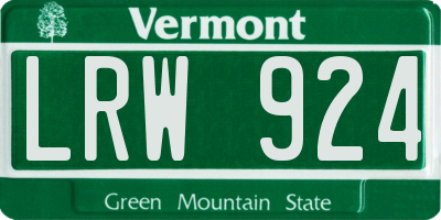 VT license plate LRW924