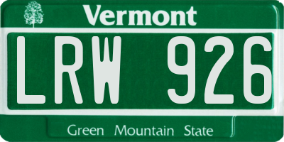 VT license plate LRW926