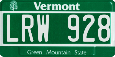 VT license plate LRW928