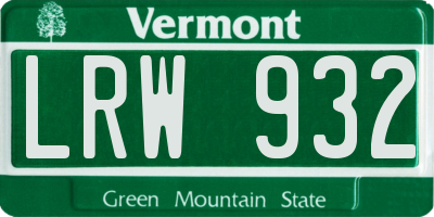 VT license plate LRW932