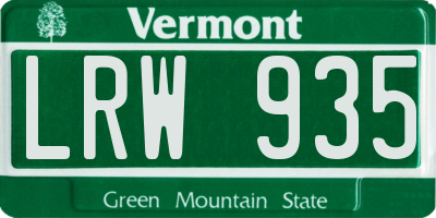VT license plate LRW935