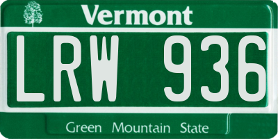 VT license plate LRW936