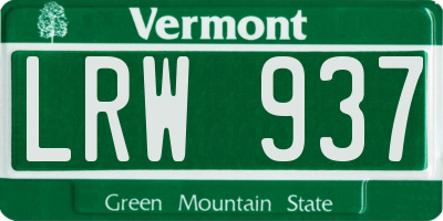 VT license plate LRW937