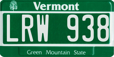 VT license plate LRW938