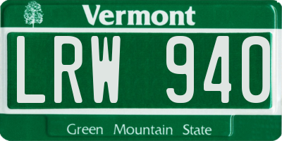 VT license plate LRW940