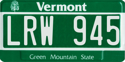 VT license plate LRW945