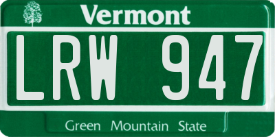 VT license plate LRW947