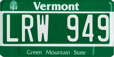 VT license plate LRW949