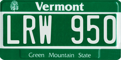 VT license plate LRW950