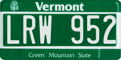 VT license plate LRW952