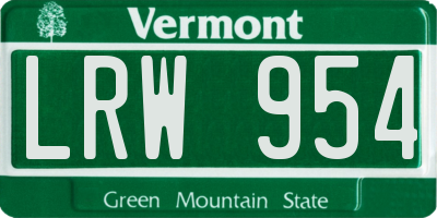 VT license plate LRW954