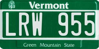 VT license plate LRW955