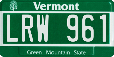 VT license plate LRW961