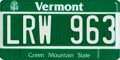 VT license plate LRW963