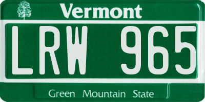 VT license plate LRW965
