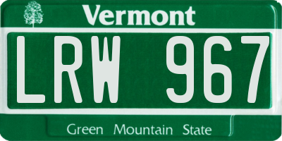 VT license plate LRW967