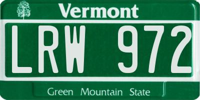 VT license plate LRW972