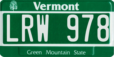 VT license plate LRW978