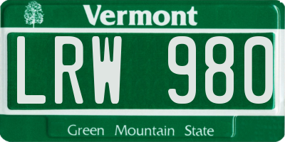 VT license plate LRW980