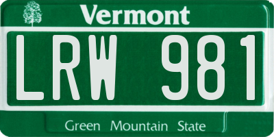 VT license plate LRW981