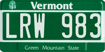 VT license plate LRW983