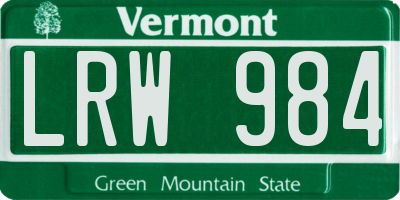 VT license plate LRW984