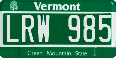 VT license plate LRW985