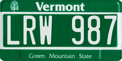 VT license plate LRW987