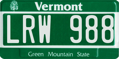 VT license plate LRW988