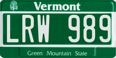 VT license plate LRW989