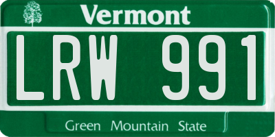 VT license plate LRW991