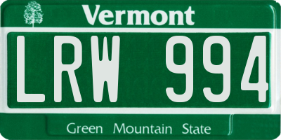 VT license plate LRW994