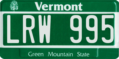 VT license plate LRW995