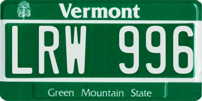 VT license plate LRW996