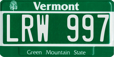 VT license plate LRW997